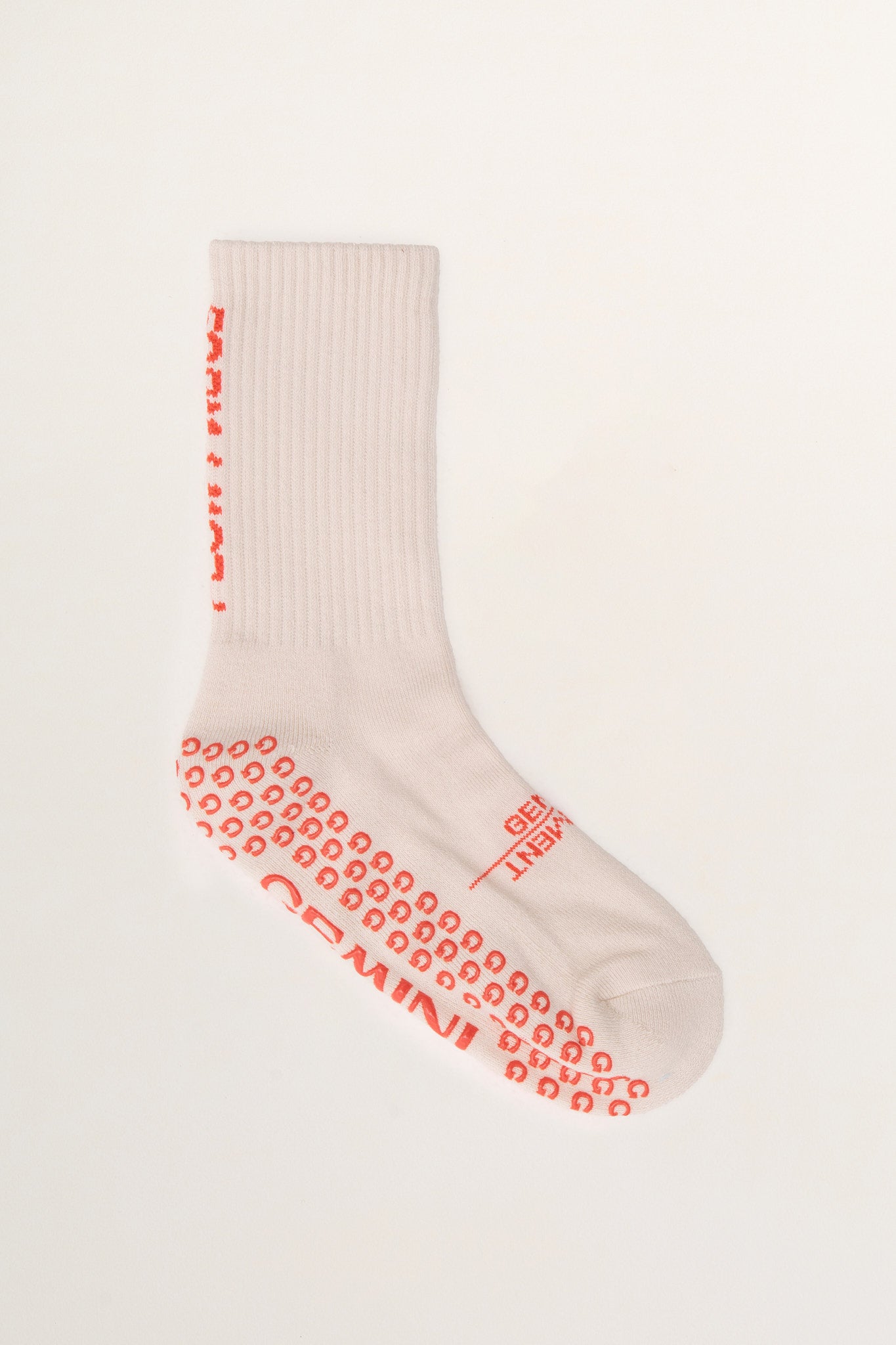 
                  
                    cream pilates grip socks with red non slip grip for reformer
                  
                