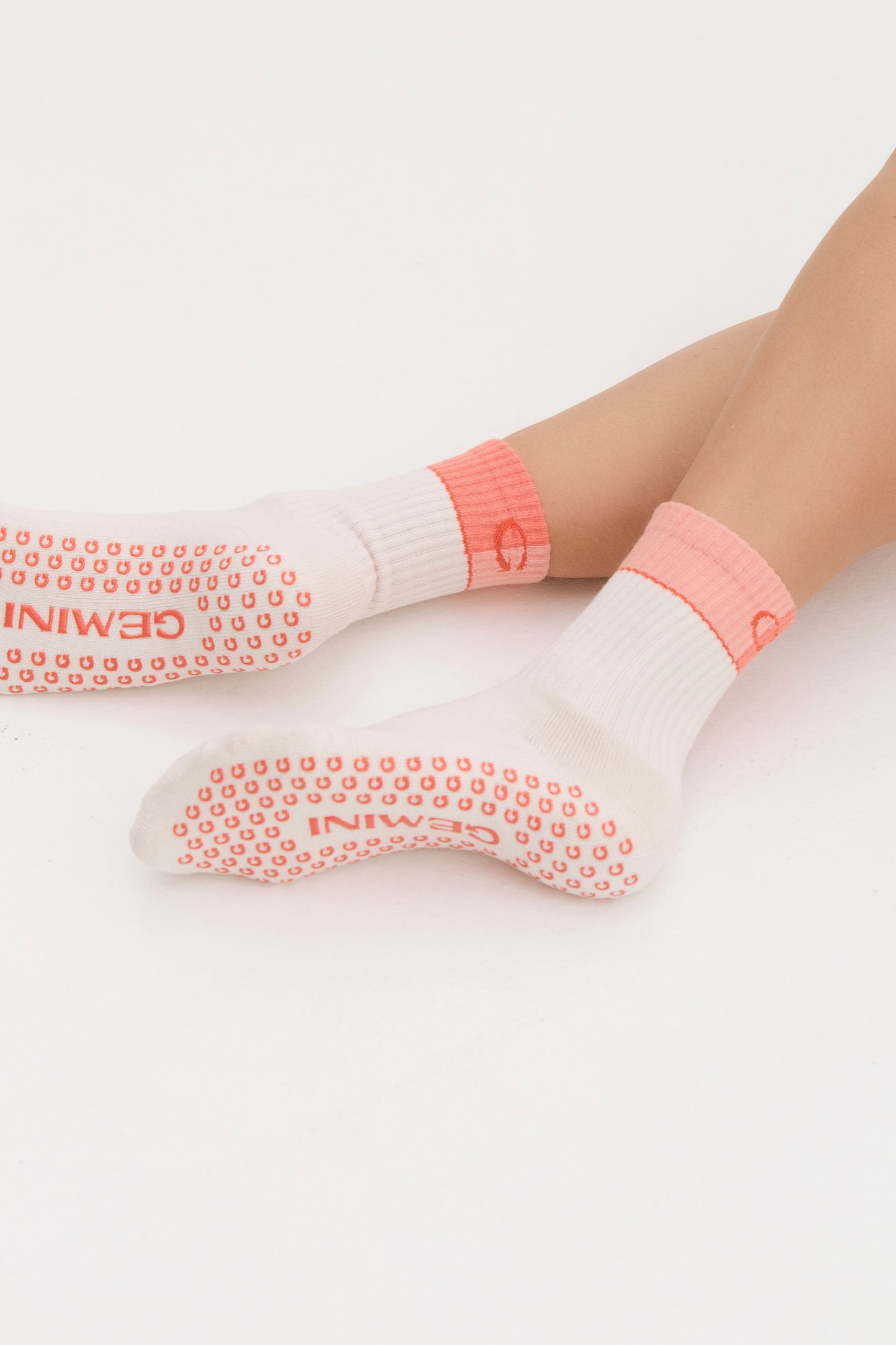 
                  
                    womens pink pilates grip socks playful colourway
                  
                
