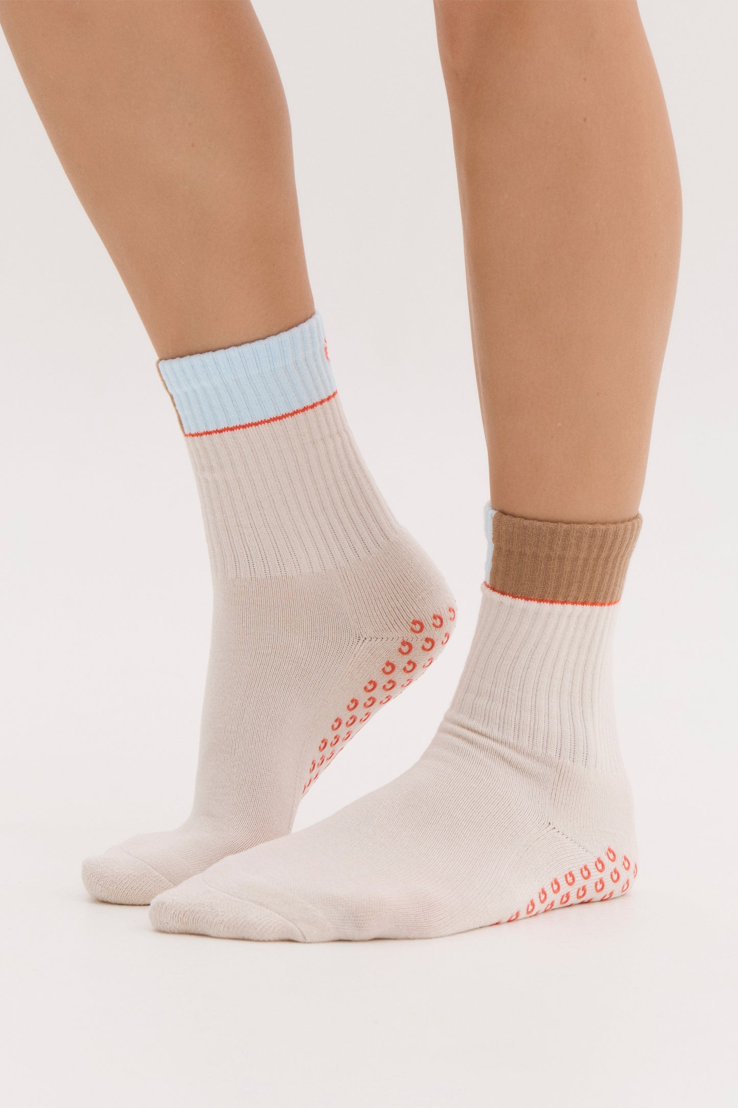 
                  
                    womens blue pilates socks playful colourway
                  
                
